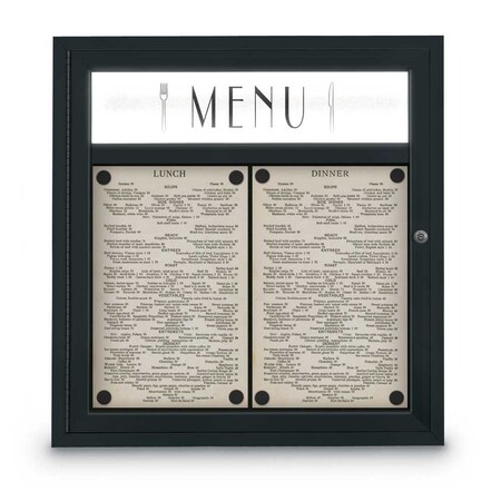 United Visual Products Sliding Door Indoor Enclosed Corkboard, 7, UV9003ACS-BLACK-SURF UV9003ACS-BLACK-SURF